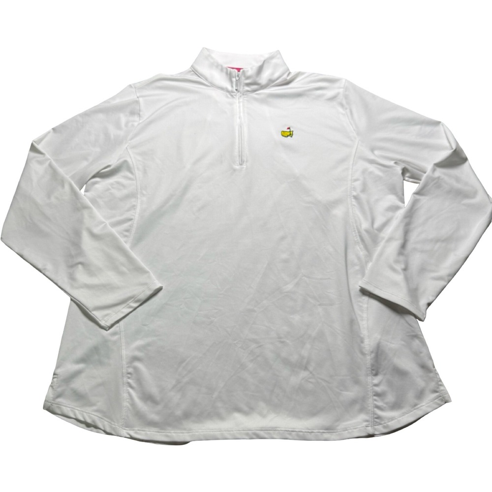 Magnolia Lane Masters Quarter Zip Women XL White Good UPF 50 Tech Pullover